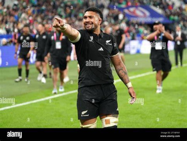 Ardie Savea celebrates after the All Blacks are awarded a penalty to end the match.