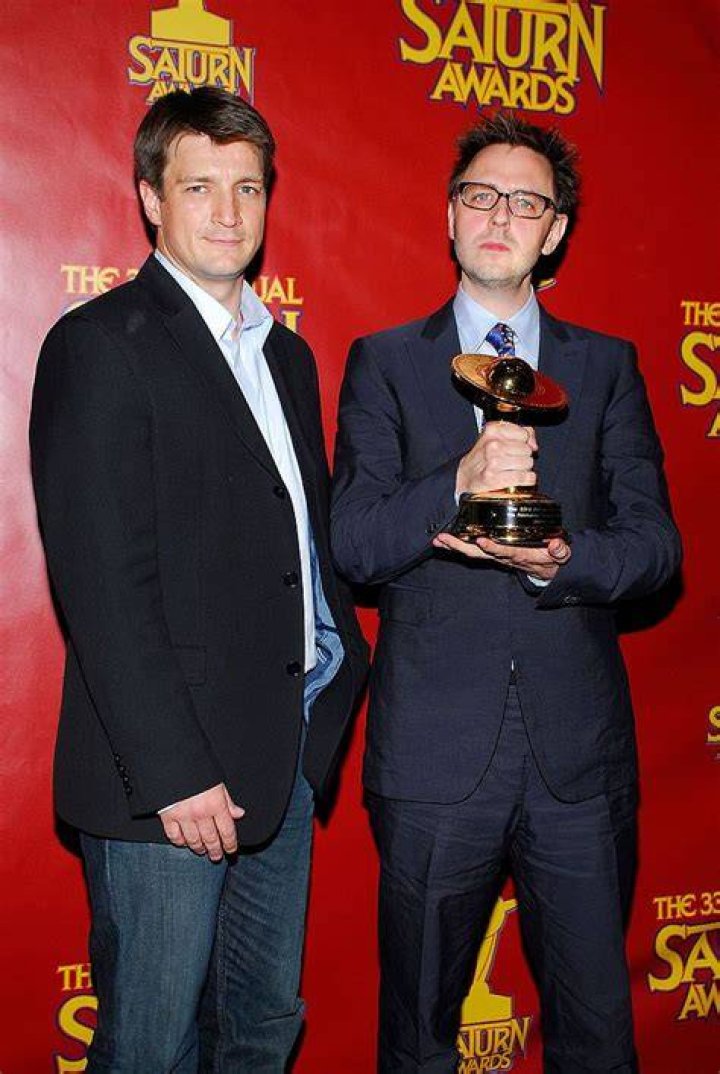 Nathan Fillion and director James Gunn smile together for a photo in 2007